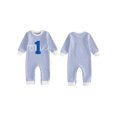 thumbnail image 2 of RUINIXCW Baby Boy First Birthday Outfit Romper Infant Boys 1st Birthday One Years Old Clothes Letter Embroidery Long Sleeve Waffled Striped Jumpsuit, 2 of 10