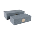 thumbnail image 6 of Faux Leather Decorative Boxes with Metal Hardware for Home Decor - Home Accents for Bedroom and Office Styling - Storage Box with Lid for Jewelry and Keepsake - Set of 2, 4", 3", Blue & Gold, 6 of 12