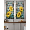 thumbnail image 2 of Sunflowers Tier Curtains 45 Inch Length,Sheer Curtains for Bedroom Living Room Window Farmhouse Retro Botanical Floral Wooden Grain Voile Drapes Kitchen Curtains Small Half Window 27.5"x45" 2 Panels, 2 of 7