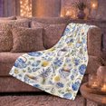 thumbnail image 6 of Blue White Teaware Lavender Lemon Botanical, Playful Food Art Scene, Warm Flannel Blanket for Living Room and Reading Nook, Art Lovers Friendship Gift, Playful Home Decor, 6 of 9