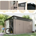 thumbnail image 5 of Aoxun 11.5'x7.3' Shed Outdoor Storage Shed with Triple Lockable Door Metal Storage Cabinet with Slopping Roof for Tools Bicycles Storage for Garden, Patio, Courtyard (Brown), 5 of 8