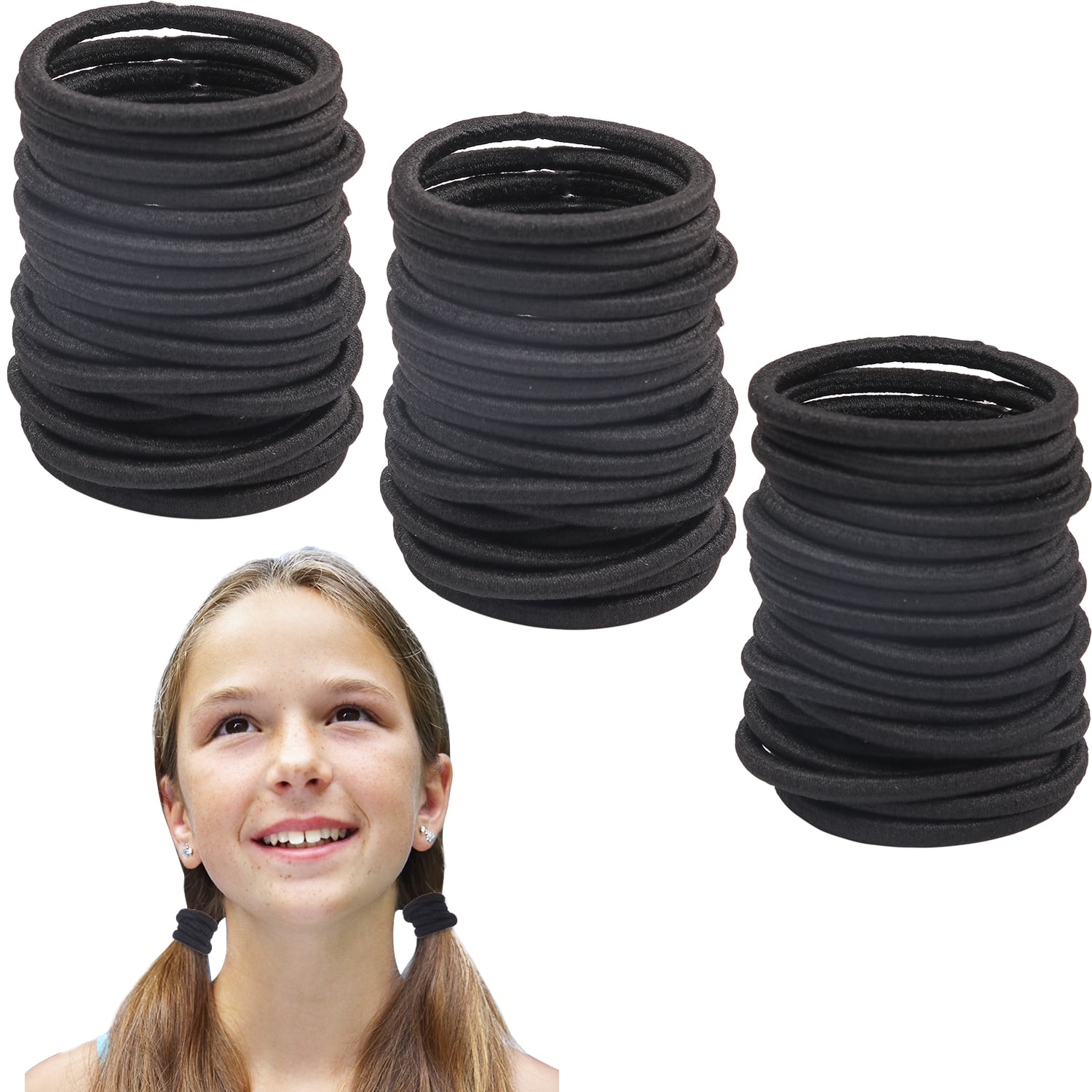 100 Pieces Black Hair Ties for Thick and Curly Hair Ponytail Holders