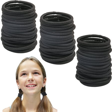100 Pieces Black Hair Ties for Thick and Curly Hair Ponytail Holders Hair Elastic Band for Women or Men(4mm)
