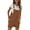 Brown, variant on Women's Cotton Linen Short Rompers with Adjustable Straps and Pockets,Beige,S