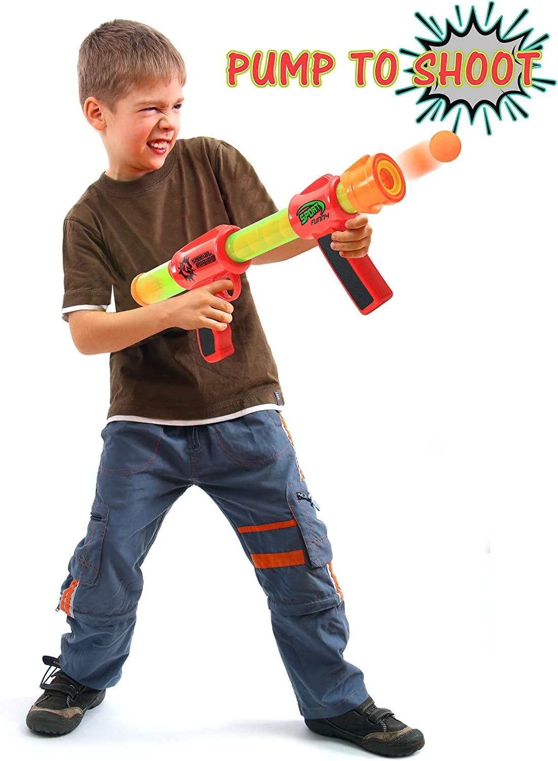 Kiddie Play Toy Foam Blasters & Guns Atomic Power Popper Ball Guns for Kids Air Shooter with Foam Balls Pack of 2 Guns