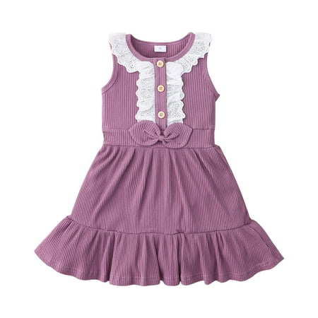 

EHTMSAK Infant Baby Toddler Child Children Kids Sundress for Girl Summer Dresses Sleeveless Dress Purple 18M-6Y 80