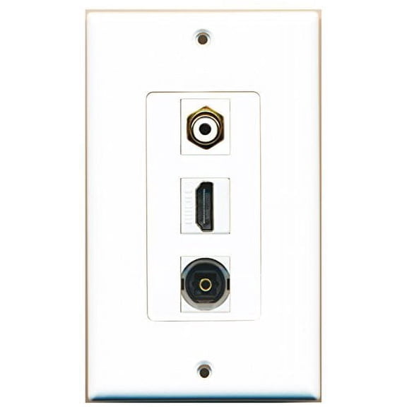 RiteAV - 1 Port HDMI and 1 Port RCA White and 1 Port Toslink Decorative Wall Plate