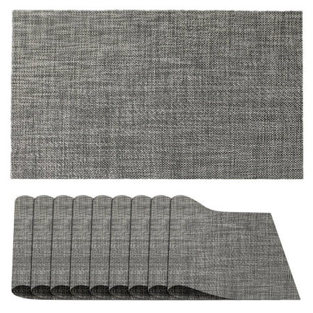 

PVC Placemats | Placemats Set of 10 Rectangle | Anti Skid Dining Table Placemat Heat Resistant Non-Slip Washable PVC Place Mats 17.7 x 12 Inches