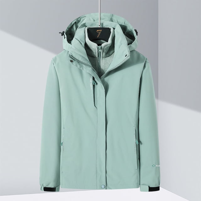 Chaquetas y abrigos casuales con capucha de manga larga para mujer, traje de montañismo deportivo desmontable tres en uno de invierno, traje de sprint para exteriores, abrigo con capucha a prueba de v