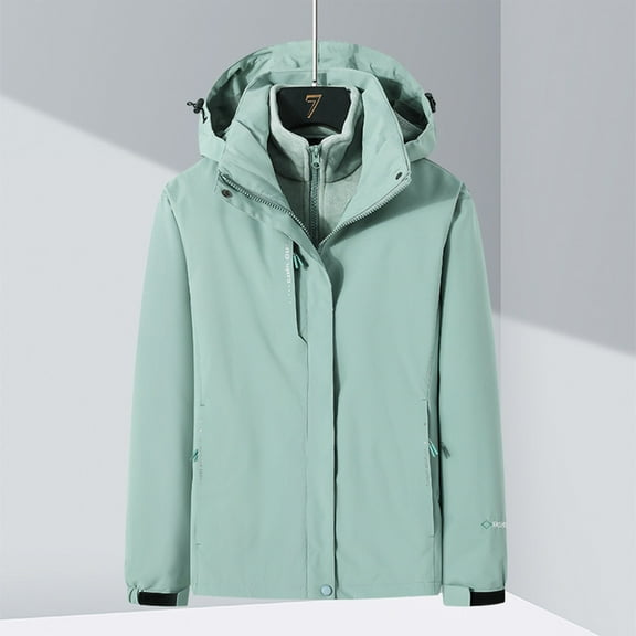 qolati Winter Coats for Women 3 in 1 Snow Ski Jacket Detachable Fleece Warm Hooded Jackets Waterproof Windbreaker Outdoor Hiking Travel Raincoats Outwear