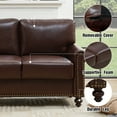 thumbnail image 2 of LeChapitre Faux Leather Sofa with Storage Seats, Classic 3-Seater Couch with Nailhead Trim (Dark Brown), 2 of 7