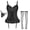 Black, variant on Ausing Garter Lingerie for Women Floral Lace Babydoll Bodysuit Bra and Panty Set with 1Pair Fishnet Stocking 3 Pieces