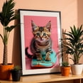 thumbnail image 3 of surfer cat 01 - Photography Cat Animal Surrealism Pastel Surfboard Whimsical Black Framed Wall Art Print 12 x 18 inches, 3 of 8