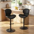 thumbnail image 4 of Waleaf Modern Adjustable Bar Stools Set of 2, Faux Leather Upholstered Swivel Counter Stools, Counter Height Bar Chair with Back for Kitchen Island, 4 of 10