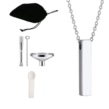Cuboid Cremation Urn Necklace, for Manmade Decorative with Tools Memorial Men Keepsake Jewelry Jewelry Gift Pets Urn Pendant Tube ,