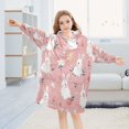 thumbnail image 5 of Wearable Blanket with Sleeves and Pocket Oversized Hooded Sweatshirt 3-14 YR Easter Bunnies and Flowers S, 5 of 7