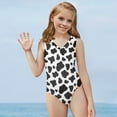 thumbnail image 5 of FOR U DESIGNS Lightweight Girls One Piece Swimsuit for Beach Swimming Cow Print V Neck Gymnastics Leotard for Kids Teens Stretchy Girl Dancewear Size 11-12, 5 of 8