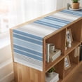 thumbnail image 6 of Blue Gray Stripes 108 Inch Table Runner, Contemporary Minimalist Abstract Lines Farmhouse Dresser Scarf Cotton & Linen Tablerunner for Dining/Kitchen Island/Holiday Party Décor 13" x 108", 6 of 9