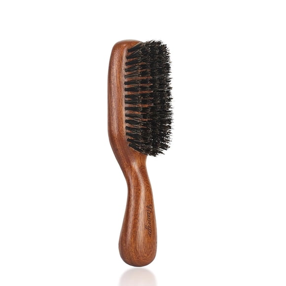 RAVEGO Cepillo de pelo para hombres - Cepillo de pelo liso hacia atrás - Cepillo de cerdas de jabalí para cabello fino y medio Cepillo de pelo de jabalí natural para peinar la barba