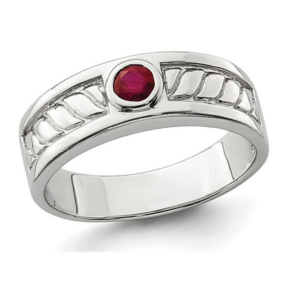Mens 2.00 Carat (ctw) Ruby Ring Band in Sterling Silver