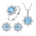 thumbnail image 2 of Jiaroswwei Women Cubic Zirconia Snowflake Pendant Necklace Stud Earrings Ring Jewelry Set, 2 of 8