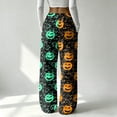 thumbnail image 6 of Trgacdwlo Halloween Pajama Pants Fuzzy Spooky Season Wide Leg Flannel Pajama Pants Women Elastic Waist Winter Cozy Warm Womens Lounge Pants, 6 of 6