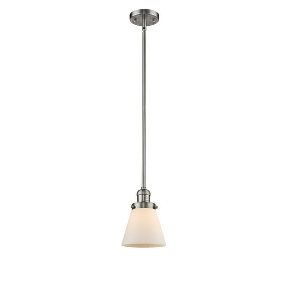 innovations 1-lt led small cone 6" mini pendant - brushed satin nickel - 201s-sn-g61-led