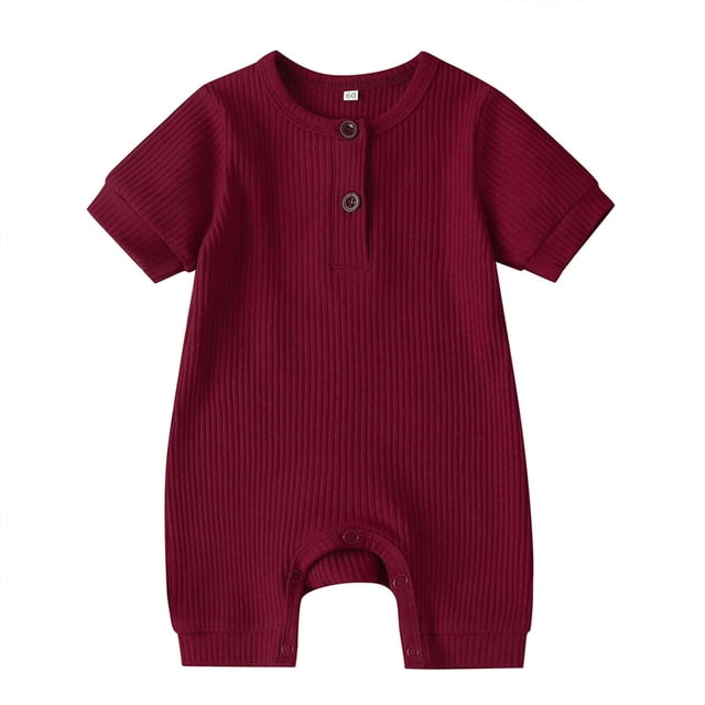 Birdeem Barboteuse pour Bébés Filles Combinaison d'Été pour Enfants Garçons et Filles Bébé Bouton Manches Courtes Col Rond Mignonne Unie Shorts Barboteuses