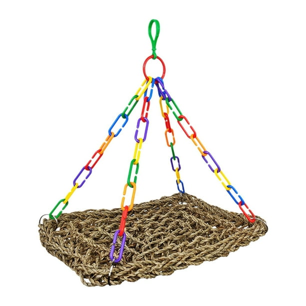Parrot perch parrot tumbo colgante juguete interior al aire libre hamaca de jaula de pájaros hecha a mano para pájaro para pájaro de guacamá de pájaro M