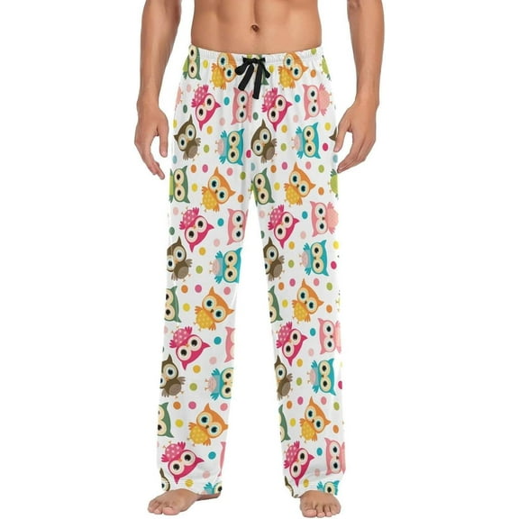 GZHJMY Owl Pajama Pants for Men, Lounge Pants Lightweight Men Pajama Bottoms with Drawstring Pockets, Christmas New Year Birthday Gifts, Medium