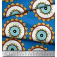 thumbnail image 3 of Soimoi Blue Heavy Canvas Fabric Marigold Geometric Print Sewing Fabric Yard 58 Inch Wide, 3 of 5