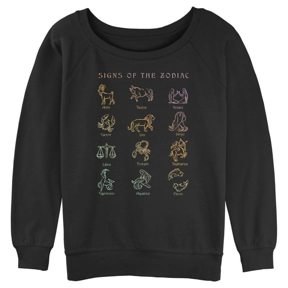 Junior's Lost Gods Signs of the Zodiac  Sweatshirt Black X Large