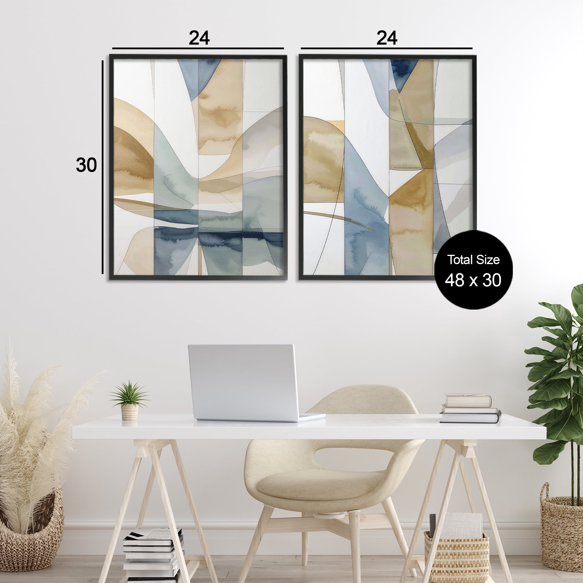 Stupell Industries Balanced Geographic Abstract 2 Piece Black Framed Giclee Art Set, design by Alonza Saunders