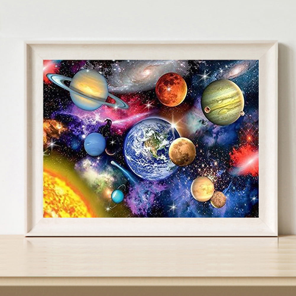 DIY Oil Painting By Number Hand Painted Drawing Acrylic Canvas Nine Planets Kit 