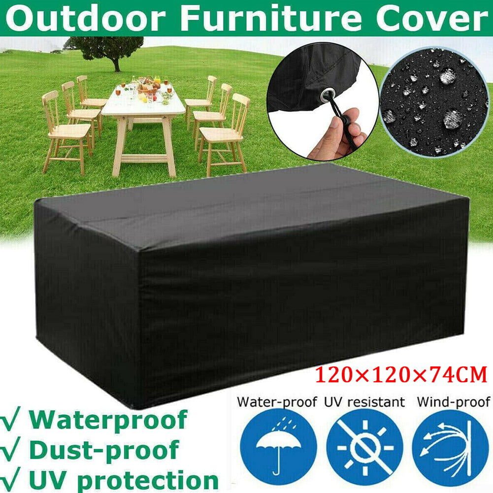 120x120x74cm 100% Waterproof & UV-Resistant Outdoor Furniture Cover Dining Table Chair Set Cover Patio Heavy Duty Table Cover