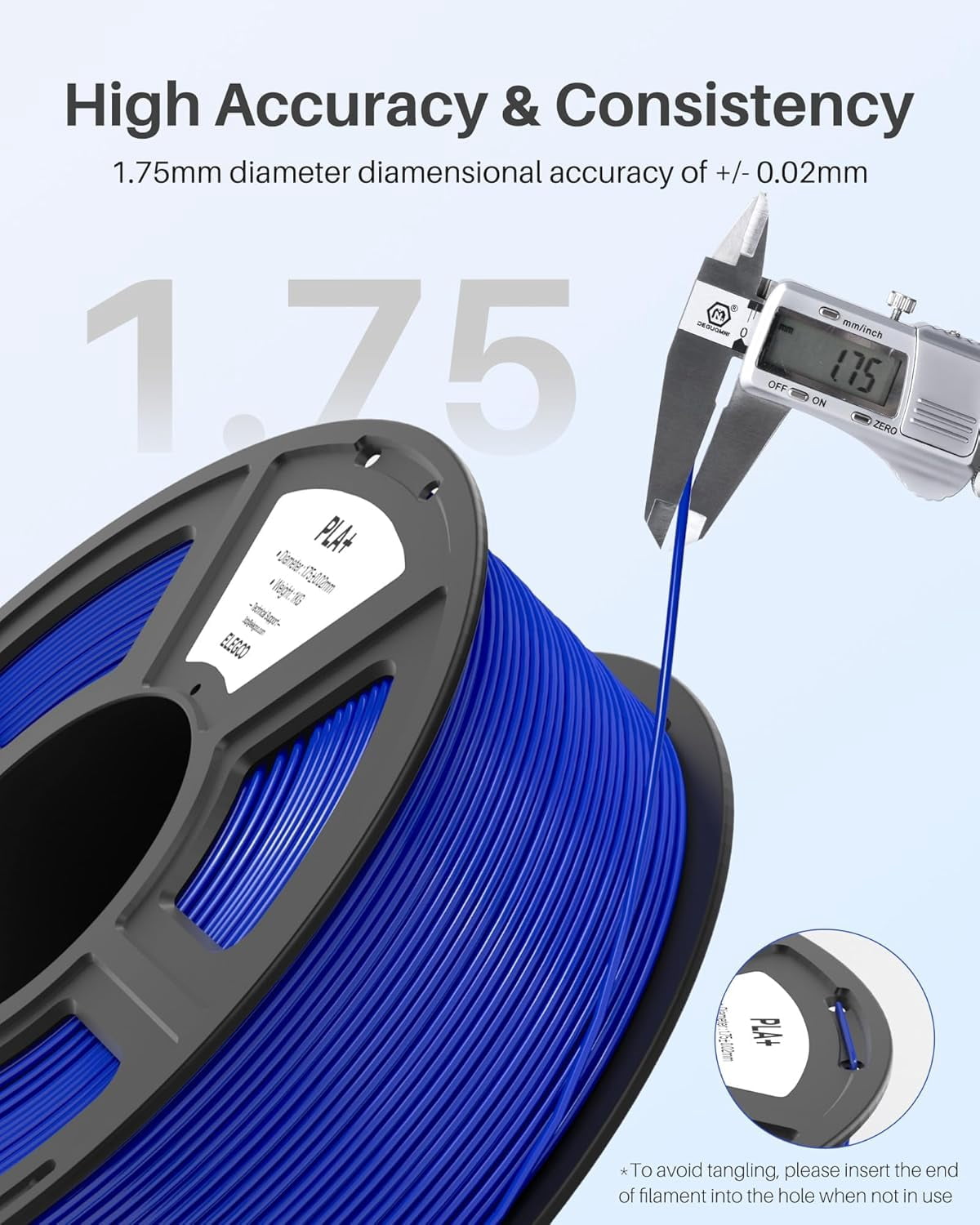 PLA+ Filament 1.75mm White 1KG, High Toughness PLA Plus 3D Printer Filament Dimensional Accuracy +/- 0.02mm, 1kg Spool(2.2lbs) Fits for Most FDM 3D Printers