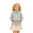 thumbnail image 6 of Boys Girls Shirts Long Sleeve Button Down Collared Checked Shirt with Chest Pocket Kids School Uniform 2-9 Years, 6 of 9