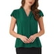 thumbnail image 1 of Blusas de Oficina INSPIRE CHIC de Verano para Mujeres, Blusa Casual de Chifón con Mangas de Volantes en Color Sólido y Cuello en V, Verde Oscuro, 1 of 6