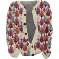 thumbnail image 3 of Christmas Sweaters for Women 2024 Cute Xmas Print Ugly Sweater Cardigans Fall Winter Vintage Button Down Knit Jacket, 3 of 4