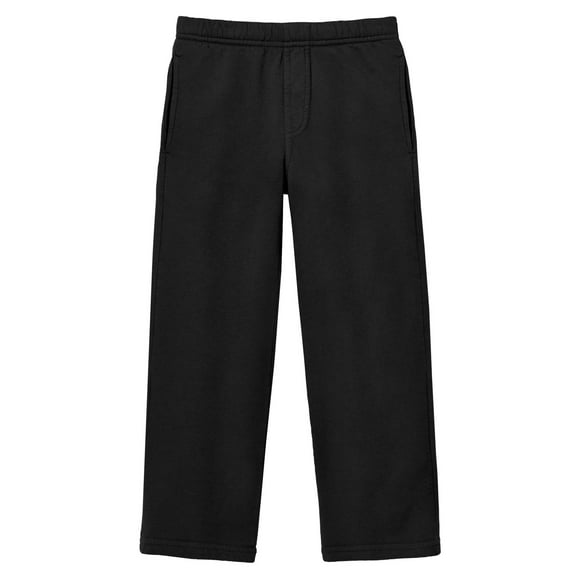 Boys Lightweight Soft Cotton Fleece Straight Leg Pocket Pant | Black