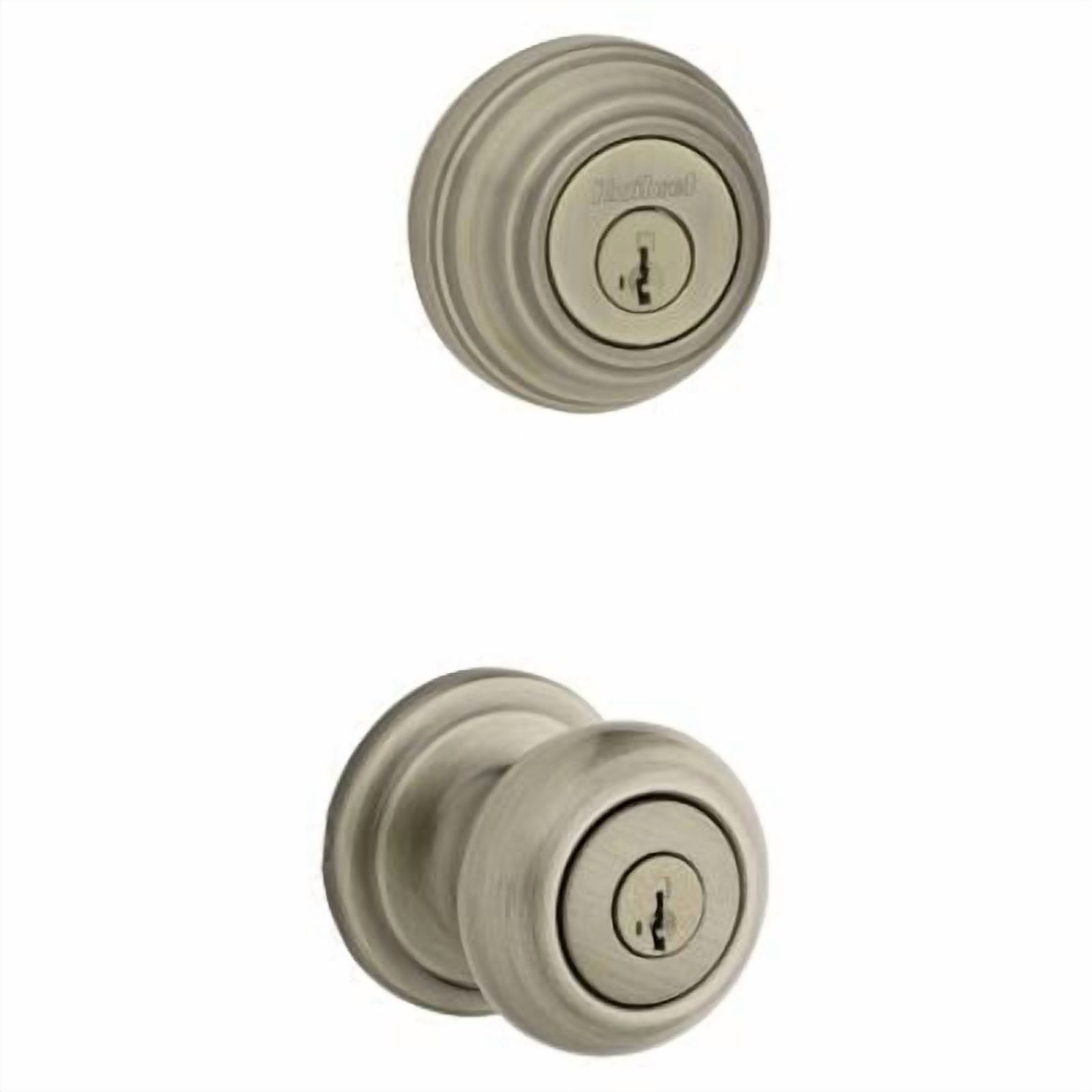 Kwikset 991 Juno Keyed Entry Knob And Sgl Cyl Deadbolt Combo Pack Featuring Smartkey Security™ in AB