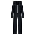 thumbnail image 3 of Women's 2 Piece Sweatshirt Sets Zippered Hooded With Elastic Waistband Long Sleeved Casual Winter Black Sweatpants Tracksuit Outfit ( L ), 3 of 5