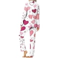 thumbnail image 5 of miqiqism Valentines Day Womens Pajama Sets Open Front Button Pajama Loungewear Set Long Sleeve Tops Tshirts Wide Leg Pants Trousers Cute Heart Clothing,09_Multicolor,Medium, 5 of 5
