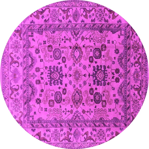 Ahgly Company Indoor Round Oriental Pink Traditional Area Rugs, 3' Round