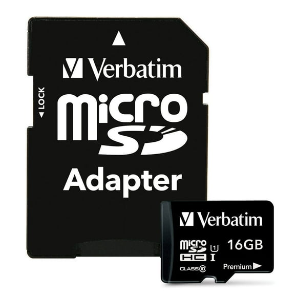 Verbatim 16GB Premium MicroSDHC Memory Card with Adapter, Class 10
