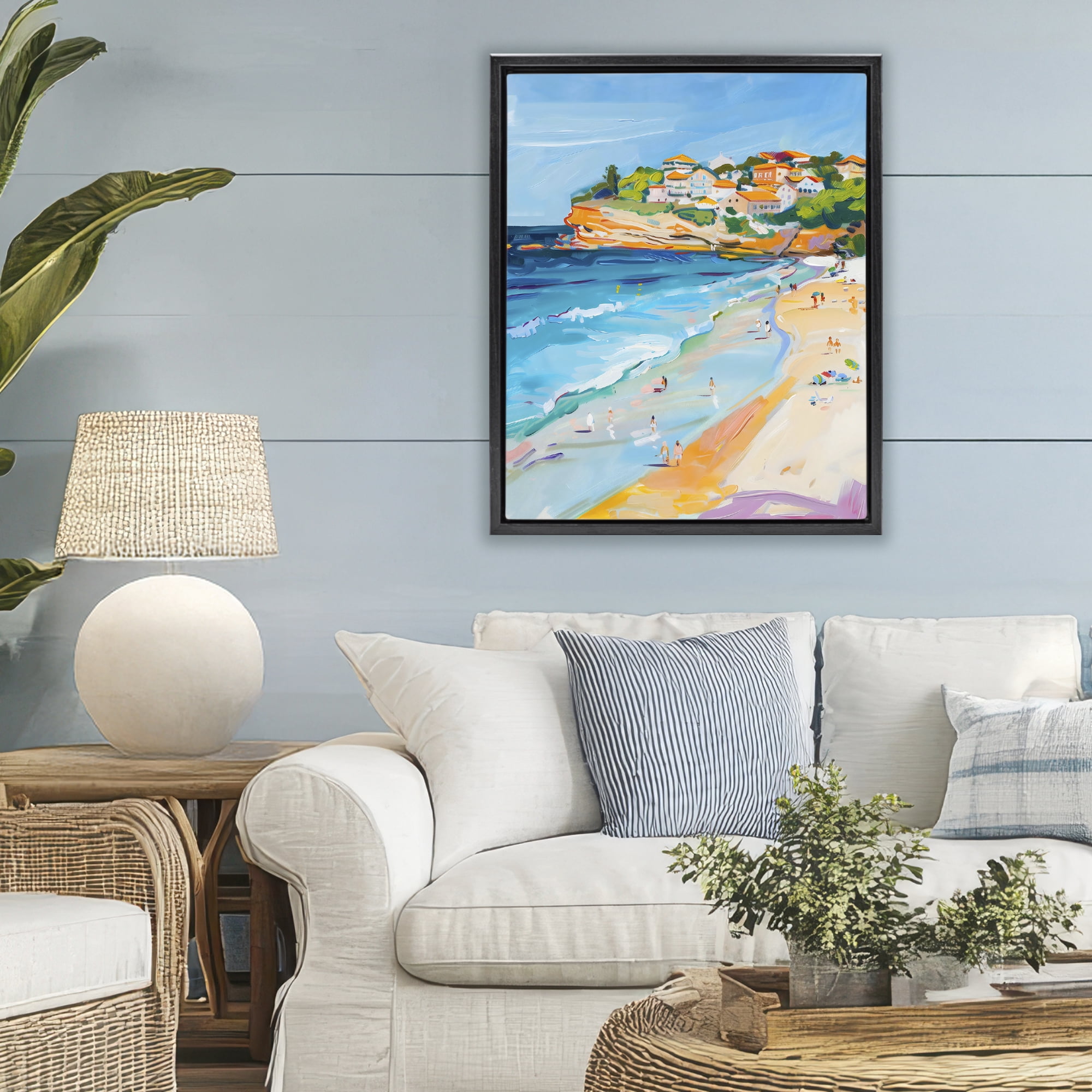 Stupell Industries Bondi Beach Cove Black Framed Floater Canvas Wall Art, design by The Prints Vibe
