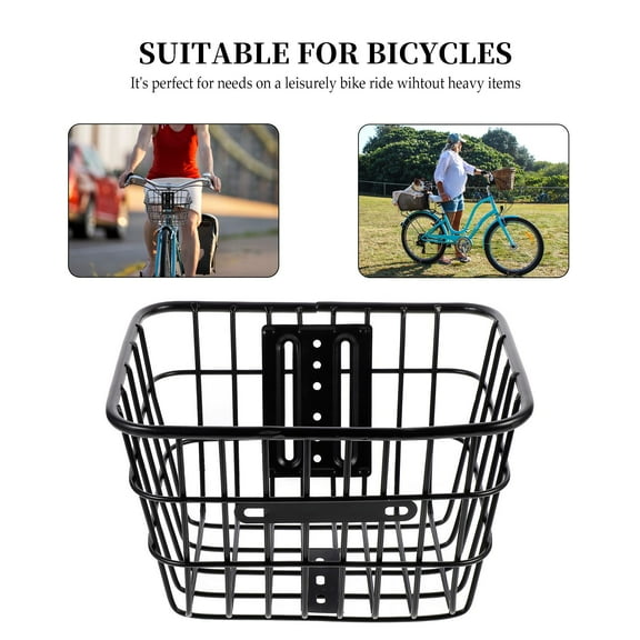 Beaupretty Iron Bike Basket Foldable Front Handlebar Storage Basket Large Capacity Black