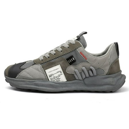 

WOD Men s Sneakers Work Shoes Mesh Shoes Non-Slip Breathable Gray Size 9
