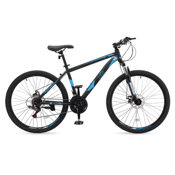 Ktaxon 26" Mountain Bike 21 Speed for Men and Women, Disc brakes, Front Suspension, Blue
