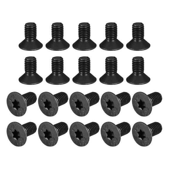 Uxcell M8-1.25x16mm Flat Head Torx Anti Theft Machine Screws, 20 Pack 10.9 Grade Alloy Steel, Countersunk Head, Full Thread
